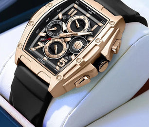 Men's Stainless Steel Buckle Clasp Waterproof Quartz Watches