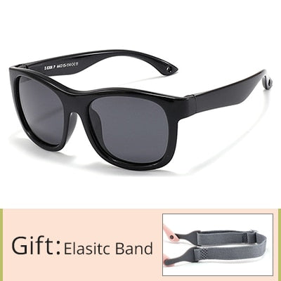 Kid's Acetate Frame Square Shape Polarized Flexible Sunglasses