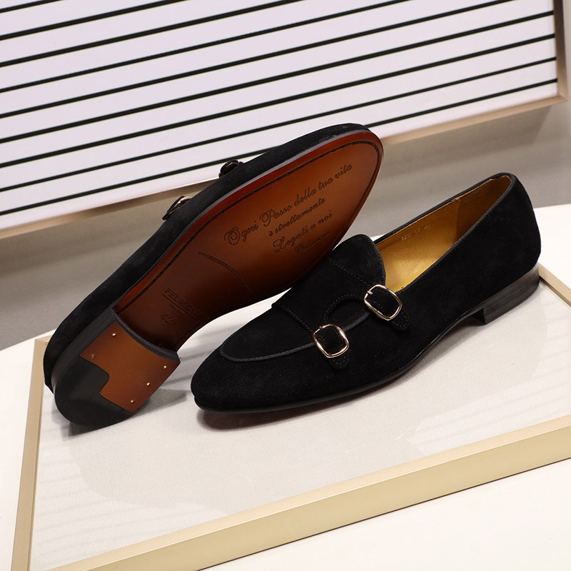 Men's Cow Suede Pointed Toe Slip-On Closure Wedding Party Shoes