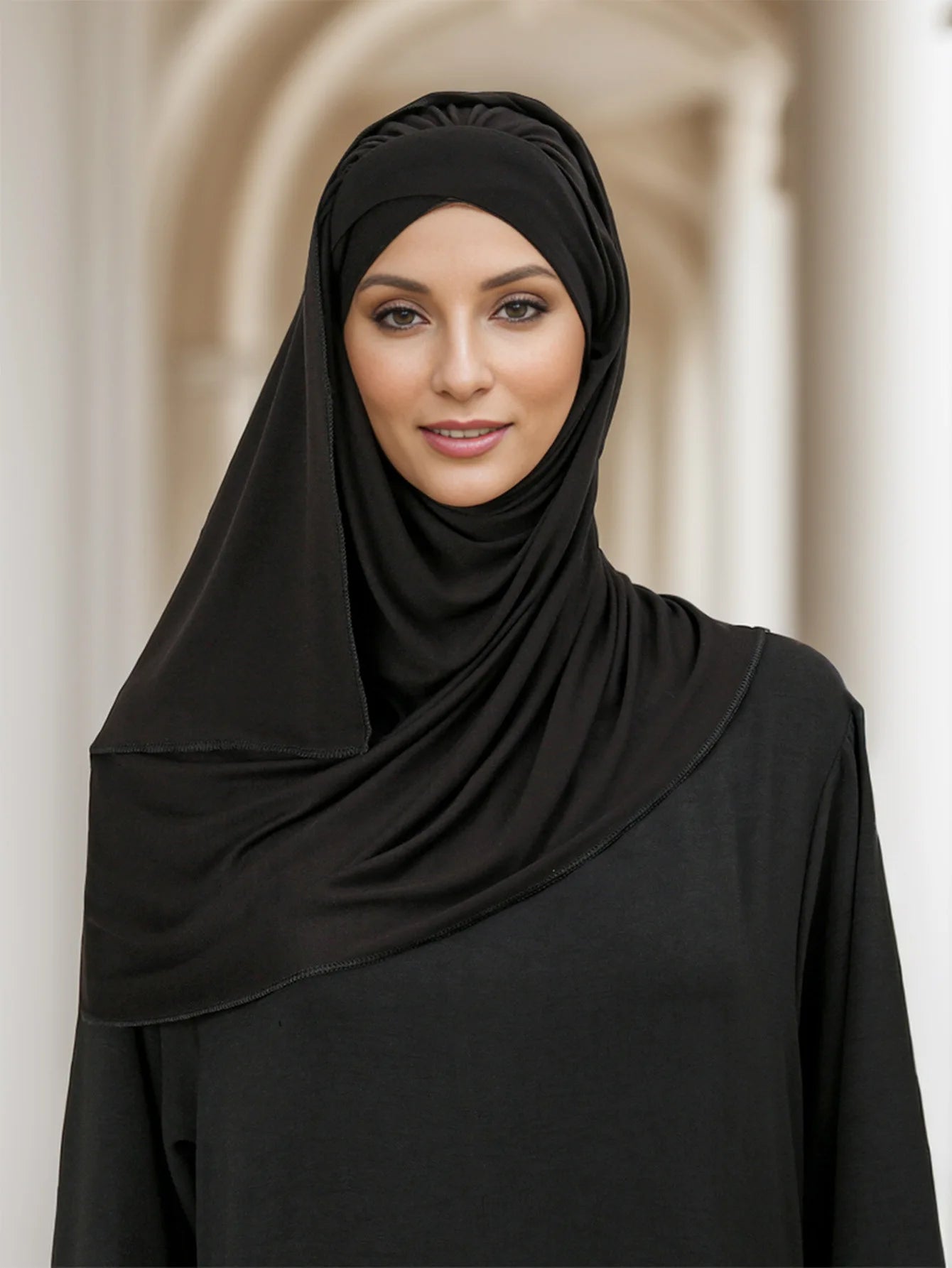 Women's Arabian Polyester Headwear Solid Pattern Casual Hijabs