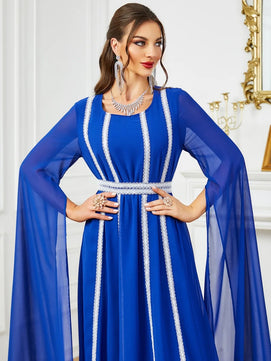 Women's Arabian Polyester Full Sleeves Solid Pattern Casual Dress