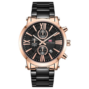 Men's Stainless Steel Round Shaped Waterproof Luxury Quartz Watch