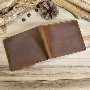 Men's Genuine Leather Solid Pattern Card Holder Vintage Wallet