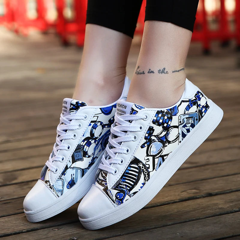 Women's Cotton Round Toe Lace-Up Closure Jogging Sports Shoes