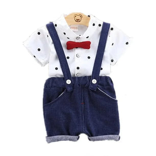 Kid's Boys Cotton Short Sleeves Dotted Pattern Casual Clothes