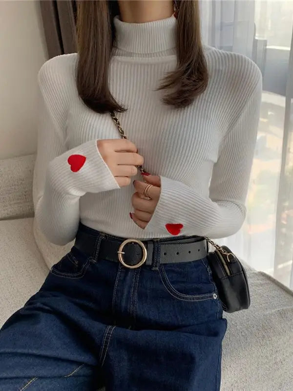 Women's Acrylic Turtleneck Full Sleeves Solid Pattern Sweater