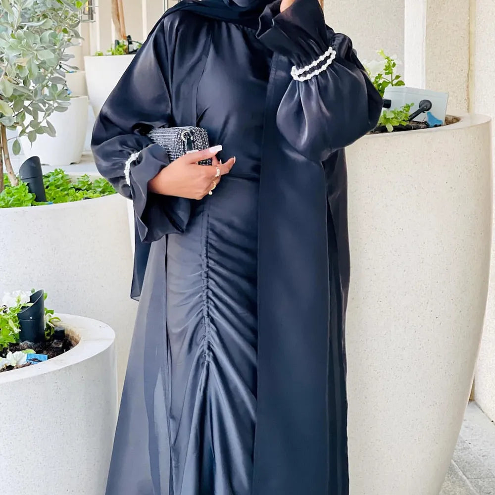 Women's Arabian Polyester Full Sleeve Solid Pattern Casual Abaya