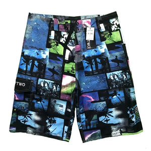 Men's Microfiber Drawstring Closure Printed Swimwear Beach Shorts