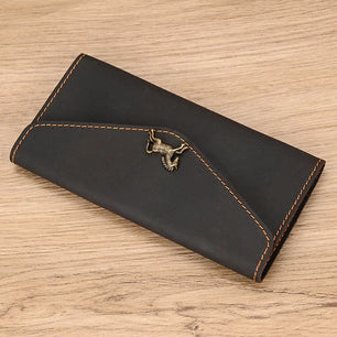 Men's Genuine Leather Solid Pattern Card Holder Trendy Wallets