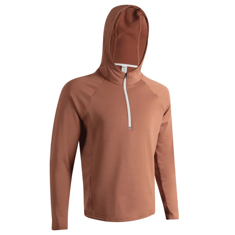 Men's Microfiber Full Sleeves Solid Pattern Hooded Workout Jacket