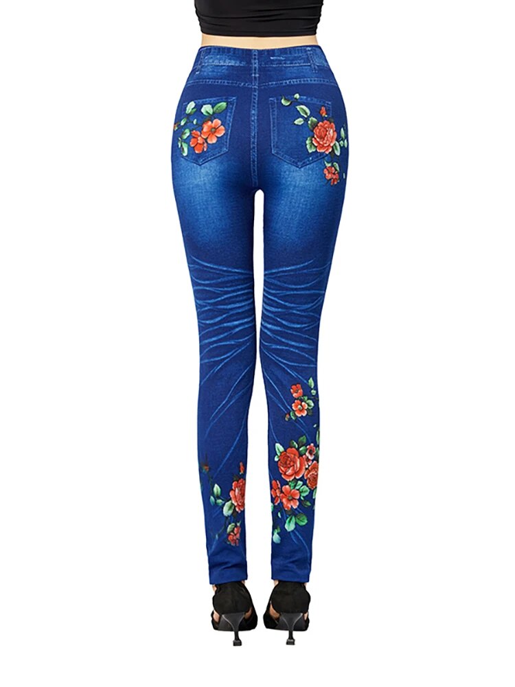 Women's Polyester High Waist Floral Pattern Casual Wear Leggings