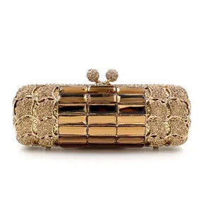 Women's Metallic Hasp Closure Rhinestone Bridal Wedding Clutch