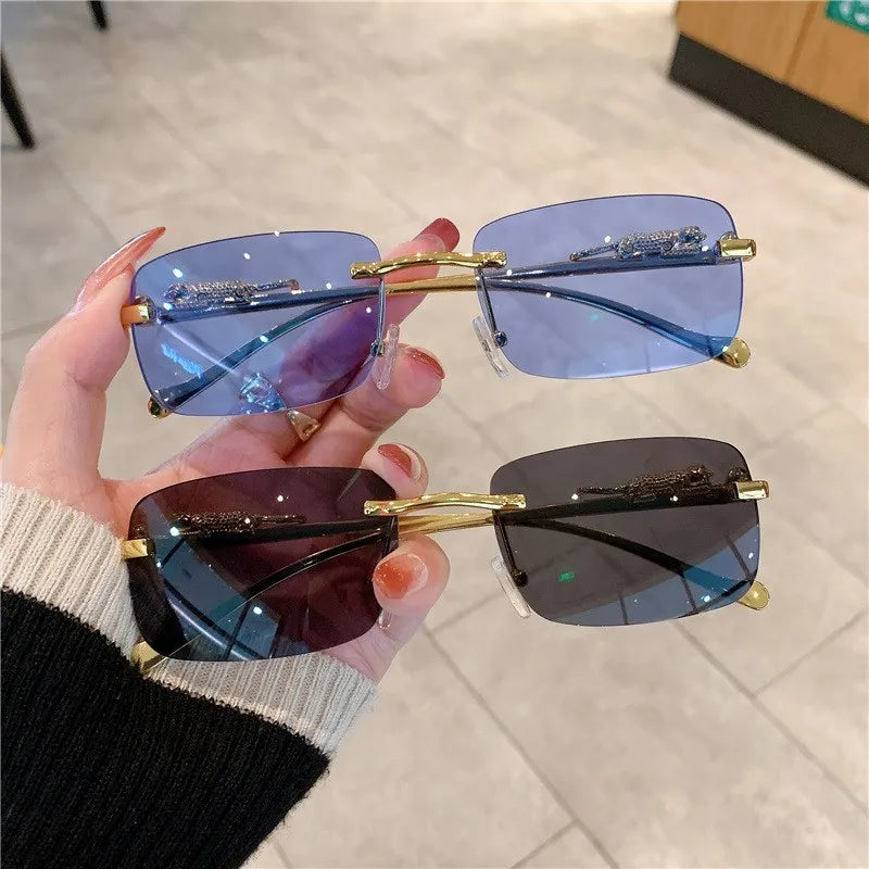 Women's Alloy Frame Rectangle Shape Luxury UV Shades Sunglasses