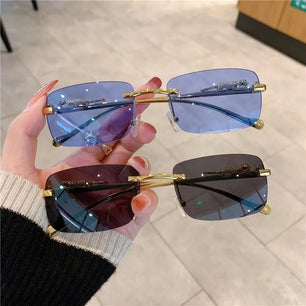 Women's Alloy Frame Rectangle Shape Luxury UV Shades Sunglasses