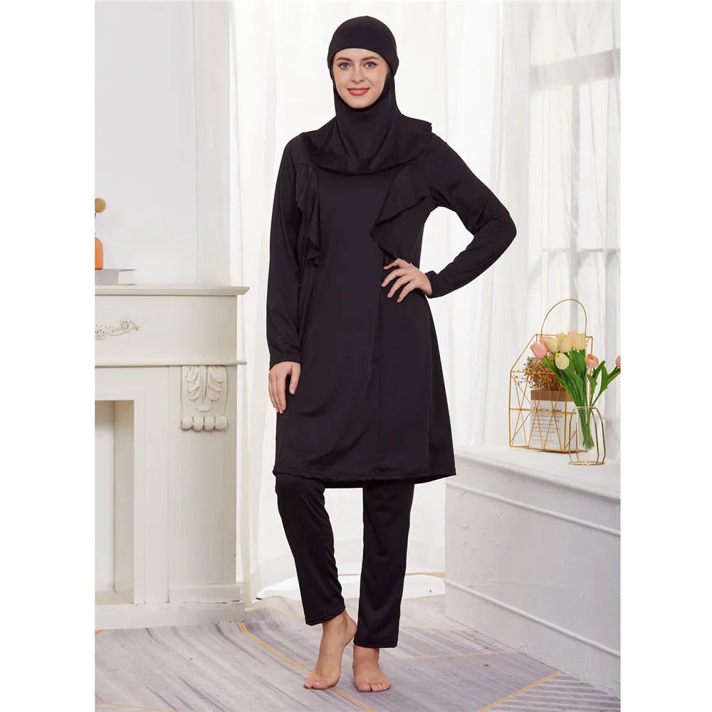 Women's Arabian Polyester Full Sleeves Solid Pattern Swimwear