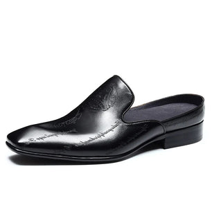 Men's Genuine Leather Square Toe Slip-On Closure Formal Shoes