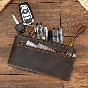 Men's Genuine Leather Solid Pattern Card Holder Casual Wallet