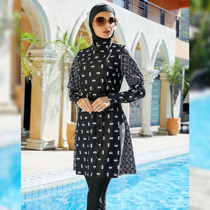 Women's Arabian Polyester Full Sleeves Three Piece Swimwear Set