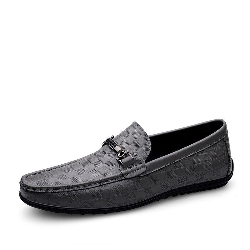 Men's Genuine Leather Round Toe Slip-On Closure Casual Wear Shoes