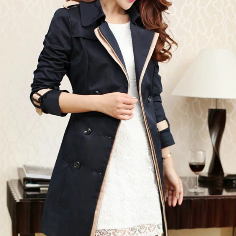 Women's Cotton Notched Long Sleeve Double Breasted Closure Blazer