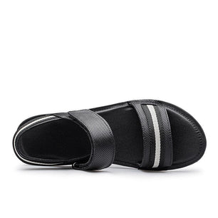 Men's Genuine Leather Open Toe Hook & Loop Closure Sandals