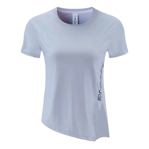 Women's Nylon O-Neck Short Sleeves Fitness Yoga Workout Top