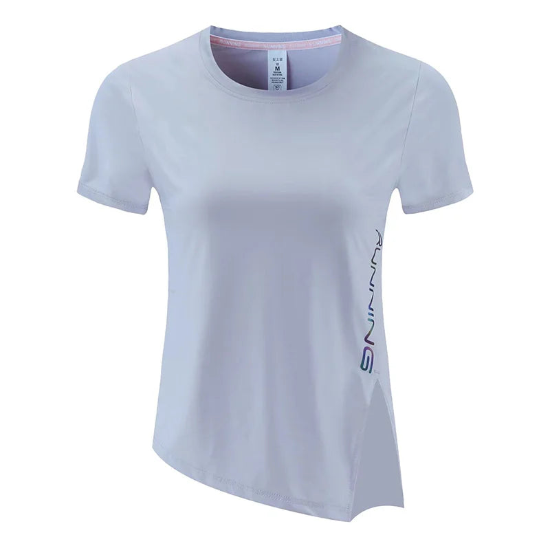 Women's Nylon O-Neck Short Sleeve Breathable Yoga Workout Top