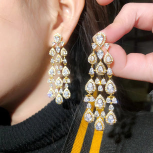 Women's Gold Filled Zircon Geometric Pattern Classic Earrings