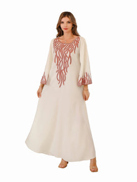 Women's Arabian Polyester Full Sleeves Embroidery Pattern Dress