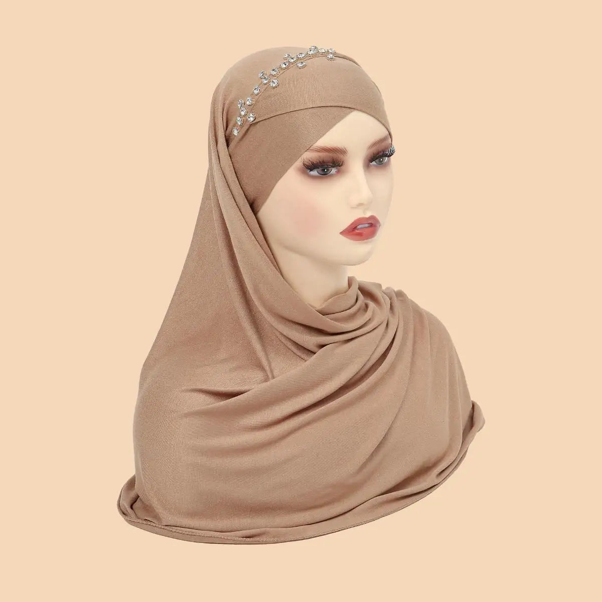 Women's Arabian Polyester Head Wrap Rhinestone Elegant Hijabs