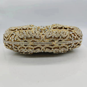 Women's Metallic Hasp Closure Rhinestone Bridal Wedding Clutch