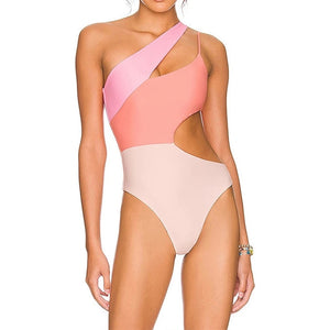 Women's Nylon One Shoulder Backless Bathing Swimwear One Piece