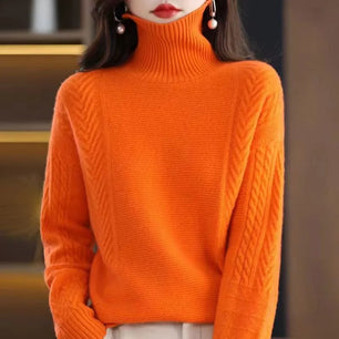 Women's Acrylic Turtleneck Full Sleeves Solid Pattern Sweater