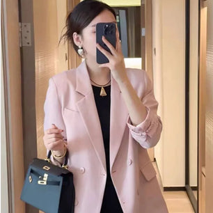 Women's Cotton Notched Long Sleeves Single Breasted Blazer