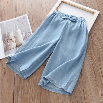 Kid's Cotton Mid Waist Elastic Closure Casual Wear Trousers