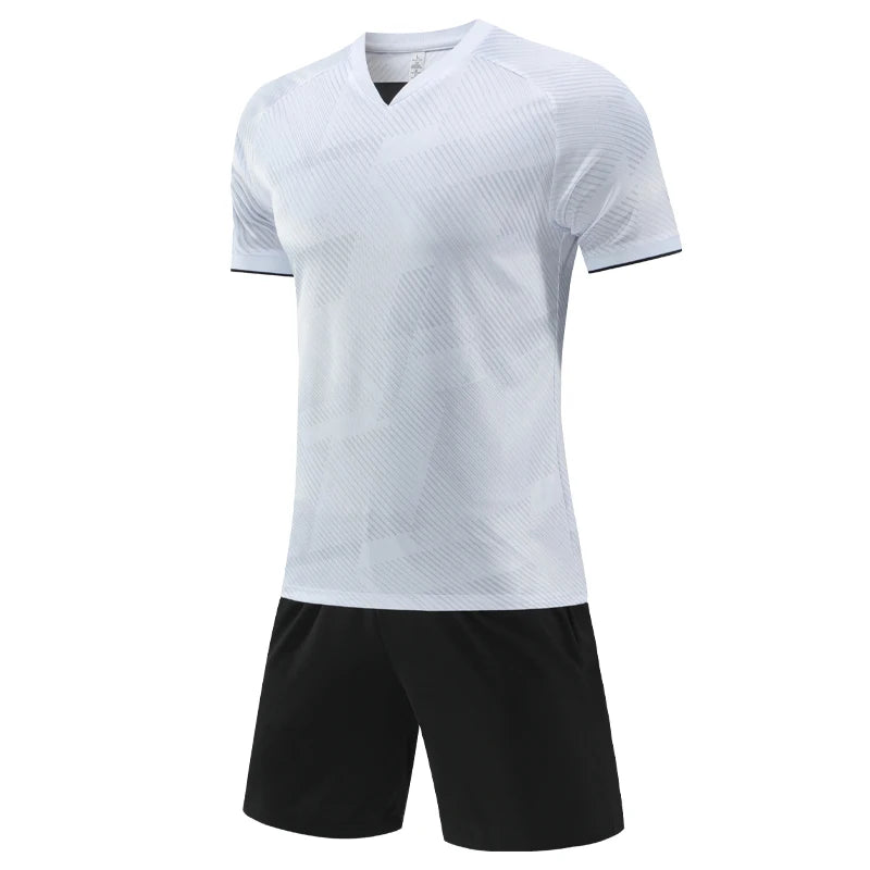 Men's Polyester V-Neck Short Sleeve Printed Breathable Sports Set