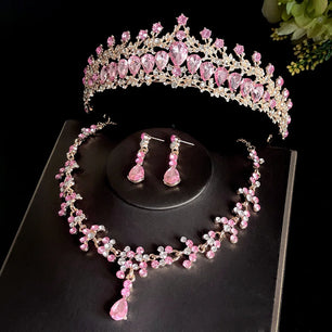 Women's Zinc Alloy Water Drop Bridal Wedding Crown Jewelry Sets