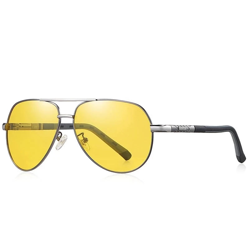 Men's Stainless Steel Frame Polarized Oval Shaped Sunglasses