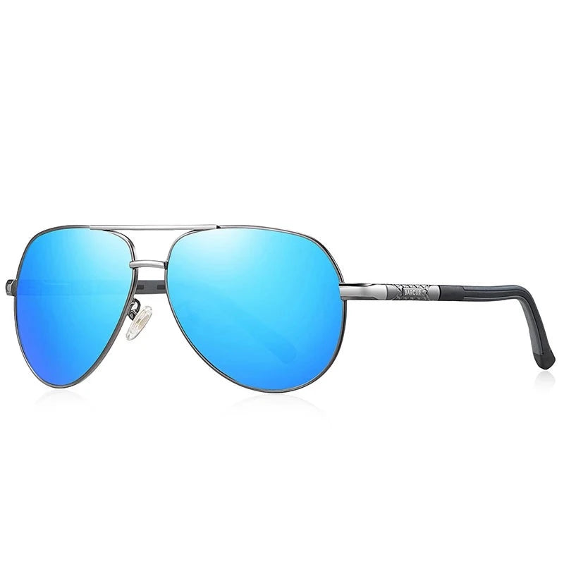 Men's Stainless Steel Frame Polarized Oval Shaped Sunglasses