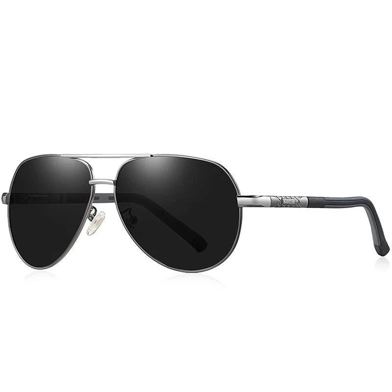 Men's Stainless Steel Frame Polarized Oval Shaped Sunglasses