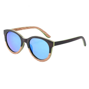 Women's Wooden Frame Polaroid Lens Square Shaped Sunglasses