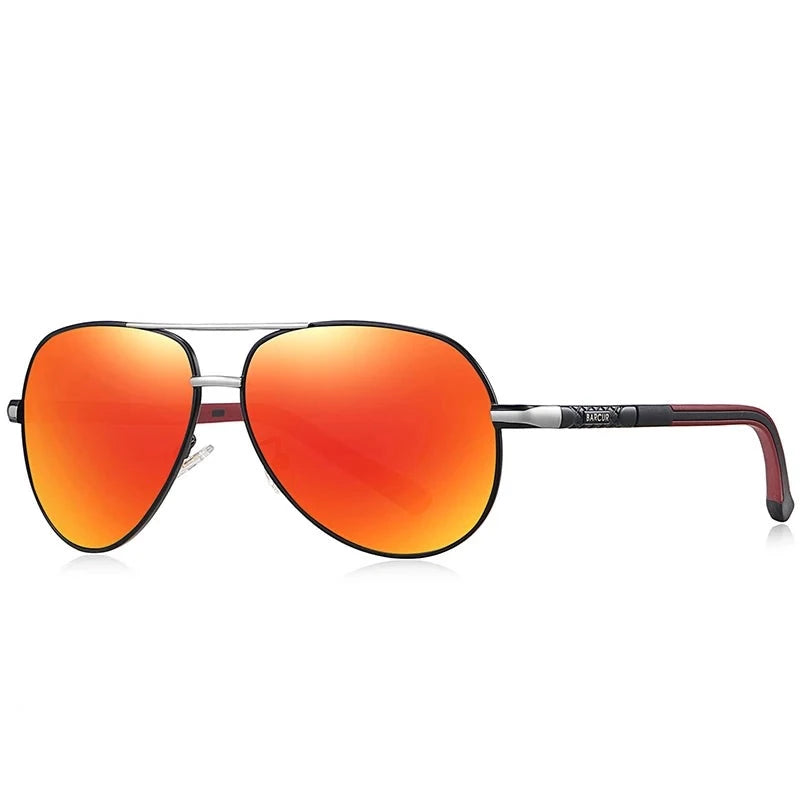 Men's Stainless Steel Frame Polarized Oval Shaped Sunglasses