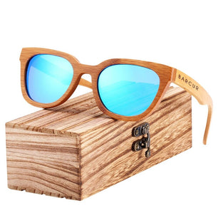 Women's Wooden Frame TAC Lens Cat Eye Shaped Elegant Sunglasses