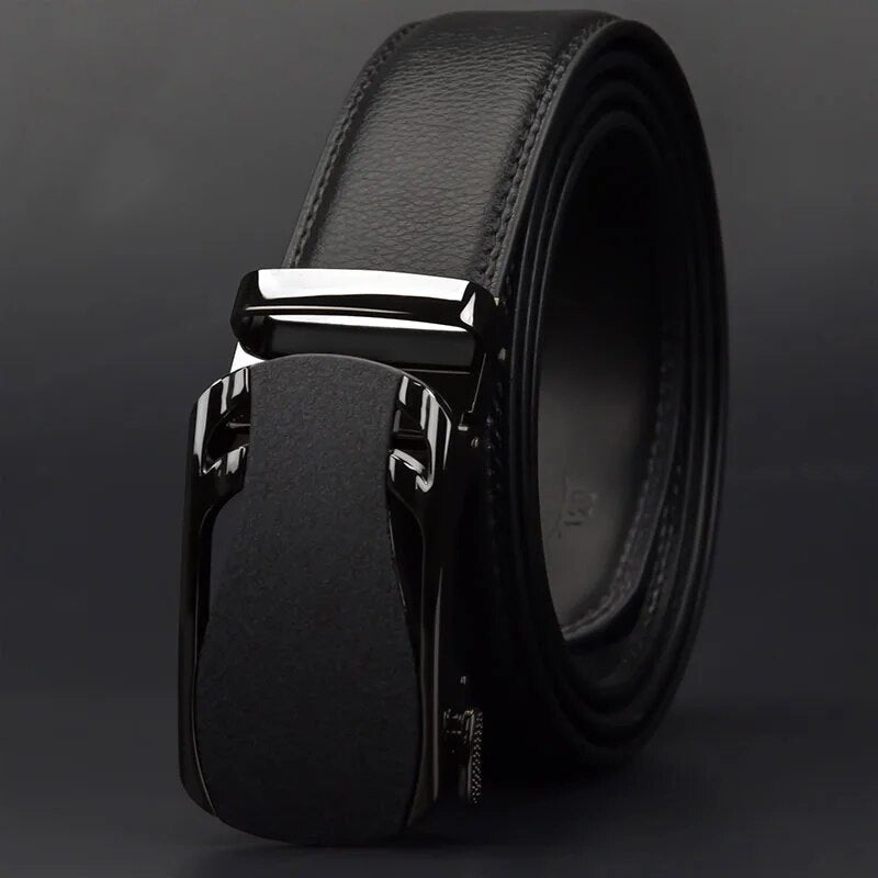 Men's Cowskin Alloy Buckle Closure Plain Pattern Strap Belts