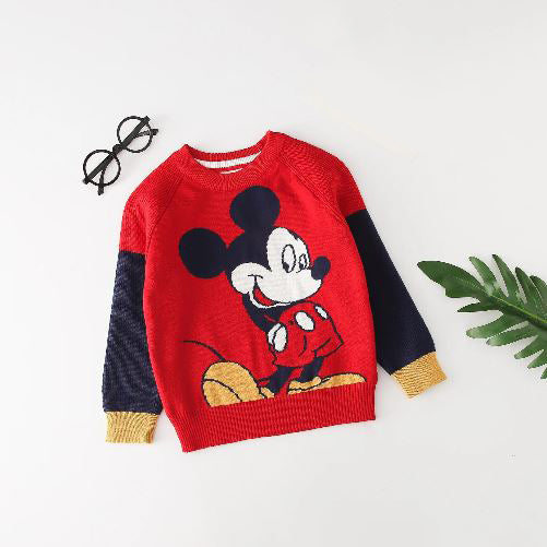 Kid's Polyester Long Sleeve Pullover Closure Mickey Mouse Clothes