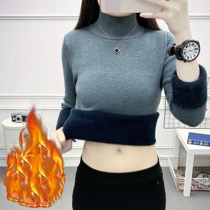 Women's Acrylic Mock Neck Full Sleeves Casual Pullover Sweater