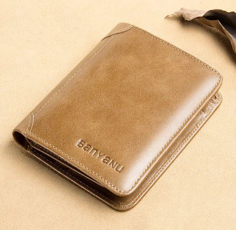 Men's Genuine Leather Slot Pocket Letter Pattern Trendy Wallets