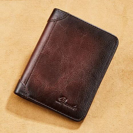 Men's Genuine Leather Letter Pattern Card Holder Trendy Wallet