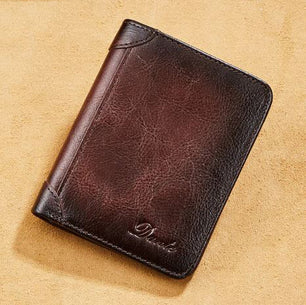 Men's Genuine Leather Letter Pattern Card Holder Trendy Wallet