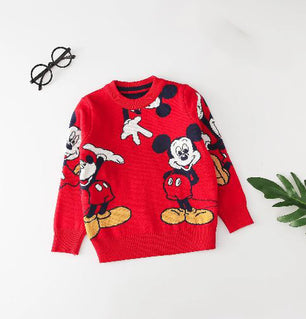 Kid's Polyester Long Sleeve Pullover Closure Mickey Mouse Clothes